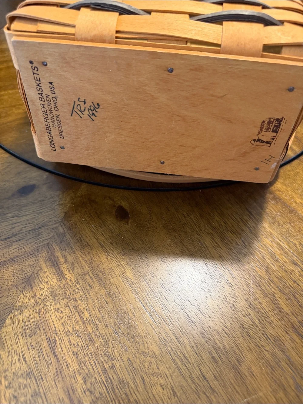 Longaberger Natural and Gray Woven Picnic Basket with Lid